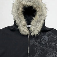 Fur Trim Zip-Up Hoodie